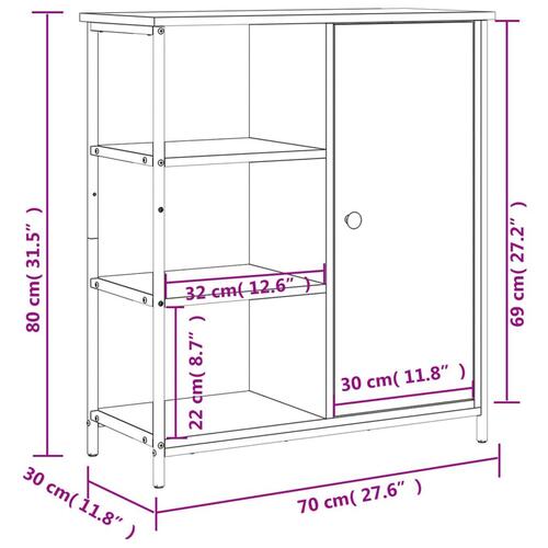 Skænk 70x30x80 cm konstrueret træ røget egetræsfarve