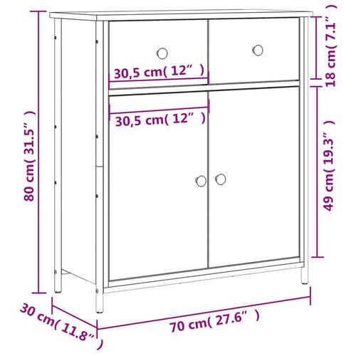 Skab 70x30x80 cm konstrueret træ brun egetræsfarve