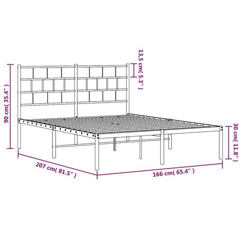 Sengeramme med sengegavl 160x200 cm metal hvid