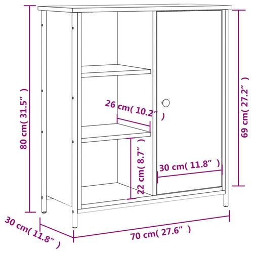 Skab 70x30x80 cm konstrueret træ brun egetræsfarve