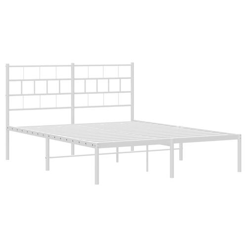 Sengeramme med sengegavl 135x190 cm metal hvid