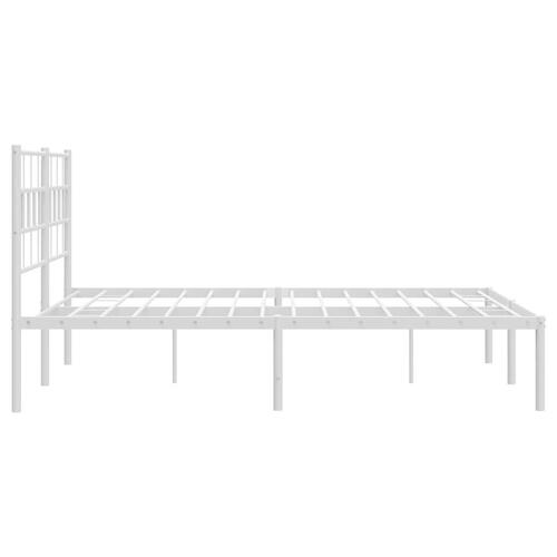 Sengeramme med sengegavl 135x190 cm metal hvid
