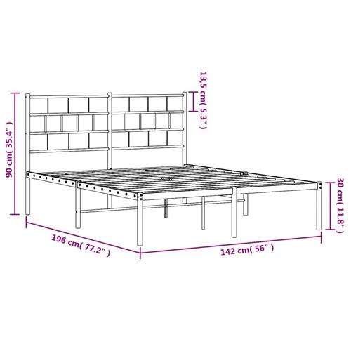 Sengeramme med sengegavl 135x190 cm metal hvid