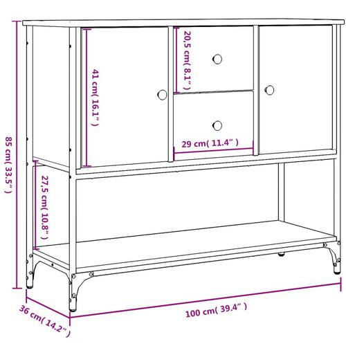 Skænk 100x36x85 cm konstrueret træ røget egetræsfarve
