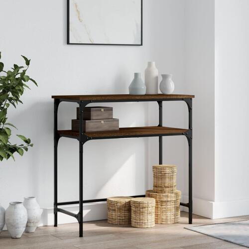Konsolbord 75x35,5x75 cm konstrueret træ brun egetræsfarve