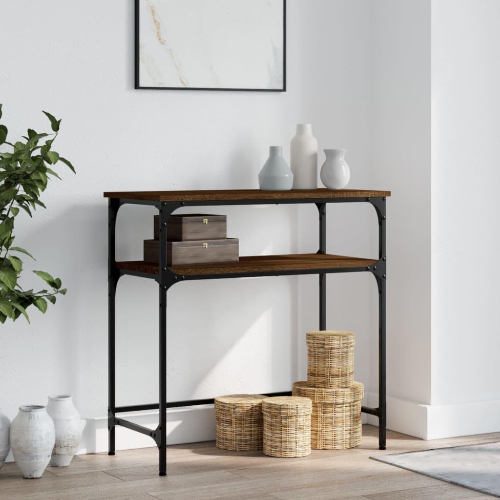 Konsolbord 75x35,5x75 cm konstrueret træ brun egetræsfarve