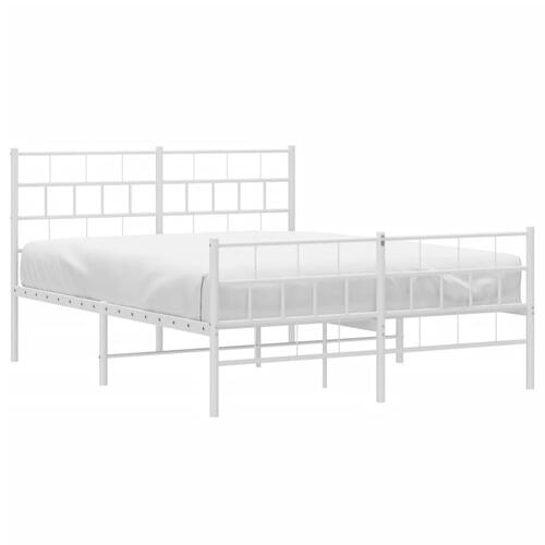 Sengeramme med sengegavl og fodgærde 140x190 cm metal hvid