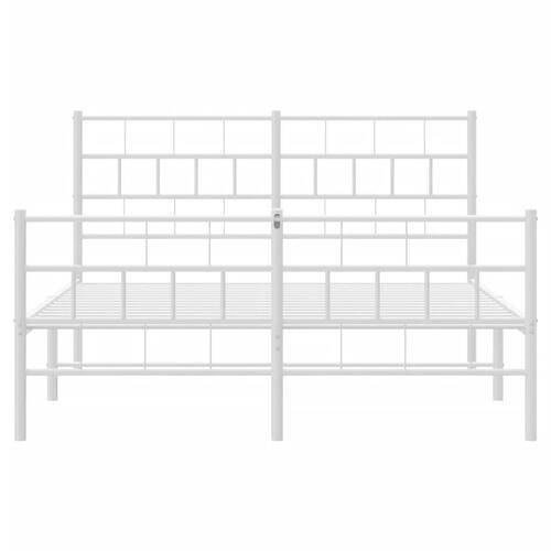Sengeramme med sengegavl og fodgærde 140x190 cm metal hvid