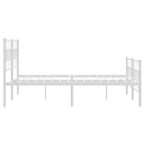 Sengeramme med sengegavl og fodgærde 140x190 cm metal hvid