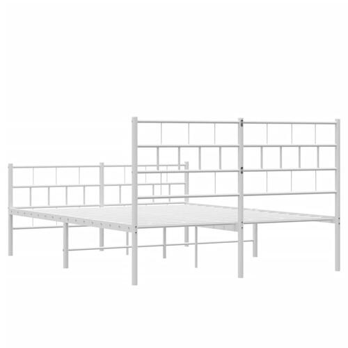 Sengeramme med sengegavl og fodgærde 140x190 cm metal hvid