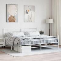 Sengeramme med sengegavl og fodgærde 180x200 cm metal hvid
