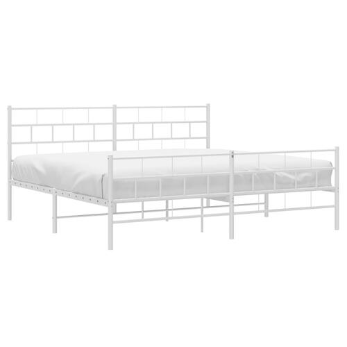 Sengeramme med sengegavl og fodgærde 180x200 cm metal hvid