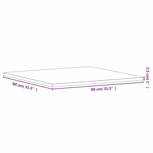 Bordplade 80x80x2,5 cm firkantet massivt bøgetræ