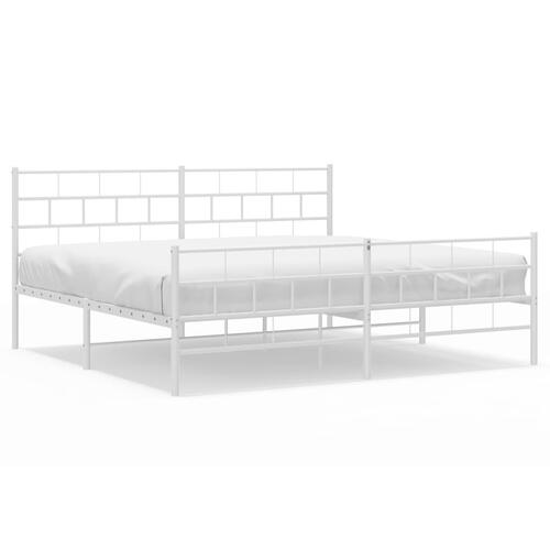 Sengeramme med sengegavl og fodgærde 193x203 cm metal hvid