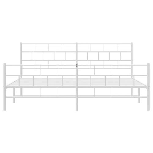 Sengeramme med sengegavl og fodgærde 193x203 cm metal hvid