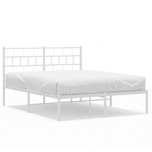 Sengeramme med sengegavl 140x200 cm - metal, hvid