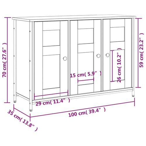 Skænk 100x35x70 cm konstrueret træ sonoma-eg