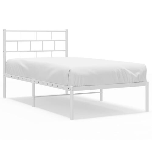 Sengeramme med sengegavl 100x190 cm metal hvid