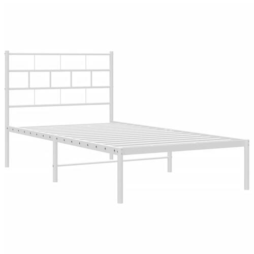 Sengeramme med sengegavl 90x190 cm metal hvid