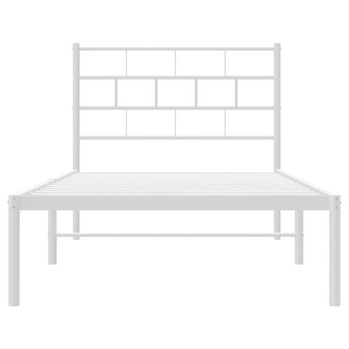 Sengeramme med sengegavl 90x190 cm metal hvid
