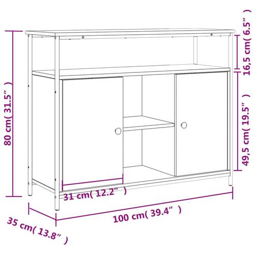 Skænk 100x35x80 cm konstrueret træ brun egetræsfarve