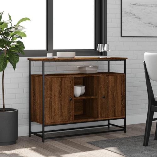 Skænk 100x35x80 cm konstrueret træ brun egetræsfarve
