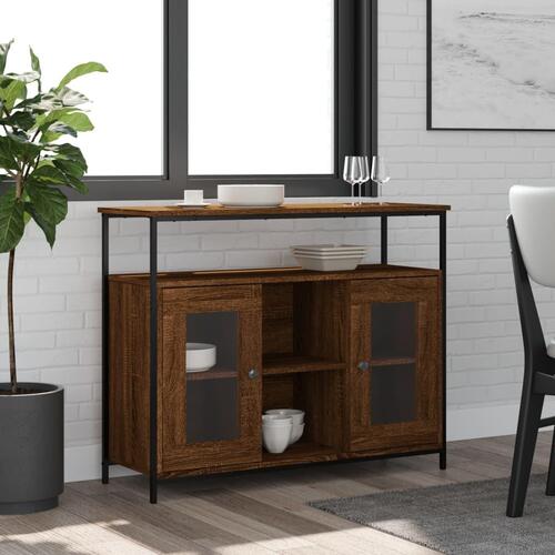 Skænk 100x35x80 cm konstrueret træ brun egetræsfarve