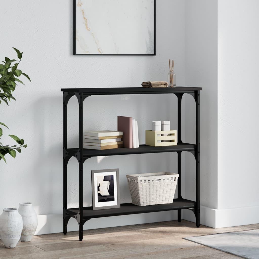 Konsolbord 75x22,5x75 cm konstrueret træ sort