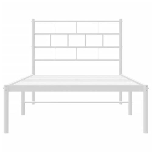Sengeramme med sengegavl 100x200 cm metal hvid