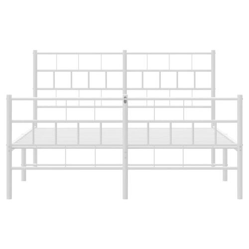 Sengeramme med sengegavl og fodgærde 150x200 cm metal hvid