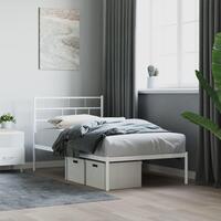 Sengeramme med sengegavl 90x200 cm metal hvid