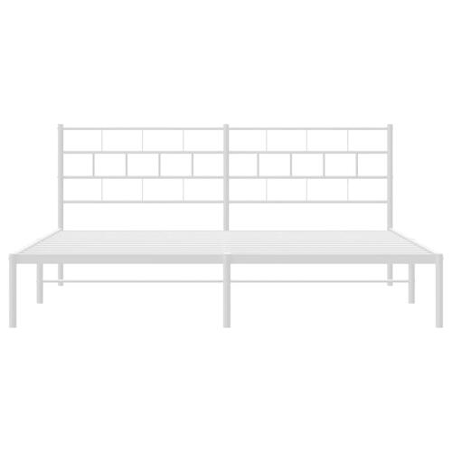 Sengeramme med sengegavl 200x200 cm metal hvid