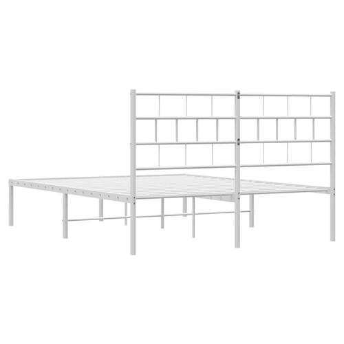 Sengeramme med sengegavl 140x190 cm metal hvid