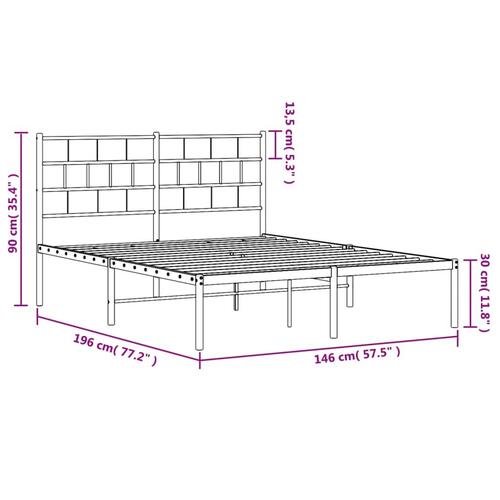 Sengeramme med sengegavl 140x190 cm metal hvid