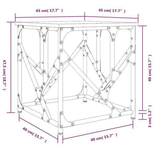Sofabord 45x45x47,5 cm konstrueret træ røget egetræsfarve
