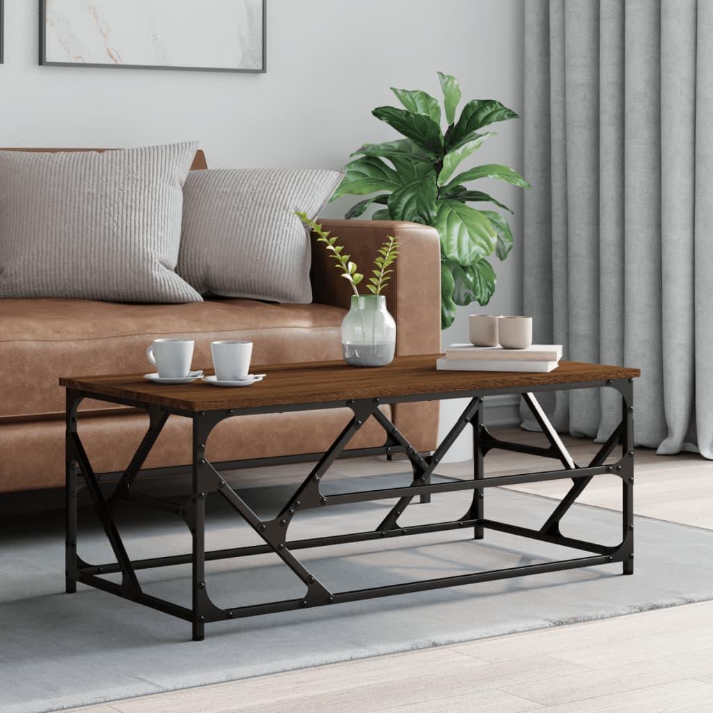 Sofabord 100x50x40 cm konstrueret træ brun egetræsfarve