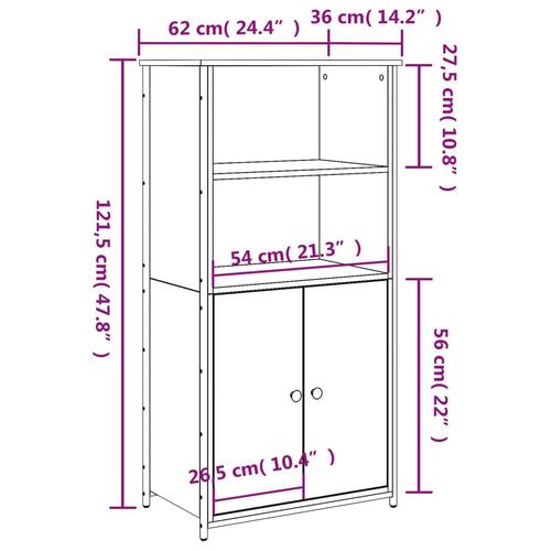 Højskab 62x36x121,5 cm konstrueret træ røget egetræsfarve
