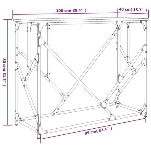 Konsolbord 100x40x80 cm konstrueret træ sonoma-eg