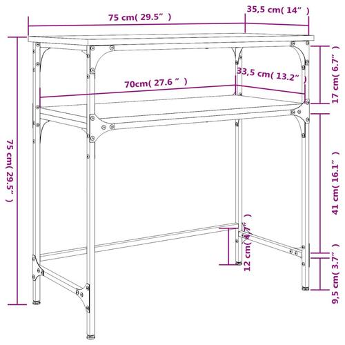 Konsolbord 75x35,5x75 cm konstrueret træ sort