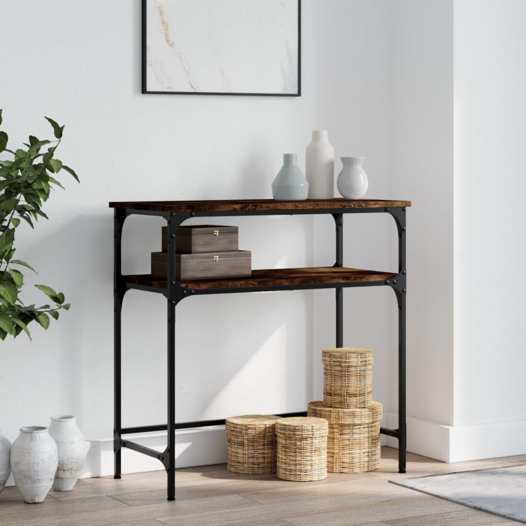 Konsolbord 75x35,5x75 cm konstrueret træ røget egetræsfarve