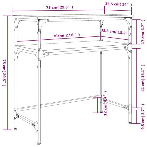 Konsolbord 75x35,5x75 cm konstrueret træ røget egetræsfarve
