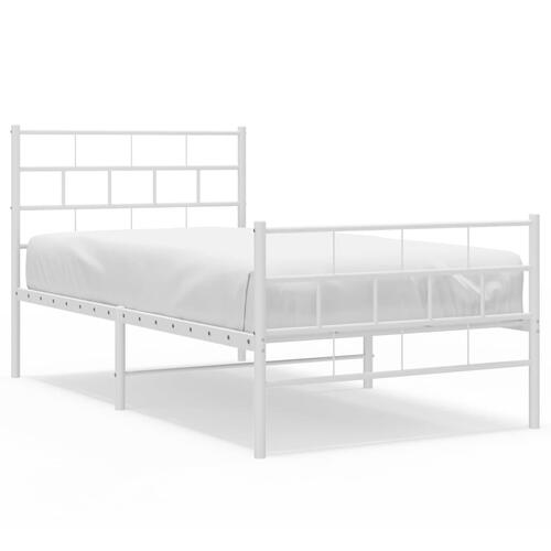 Sengeramme med sengegavl og fodgærde 80x200 cm metal hvid