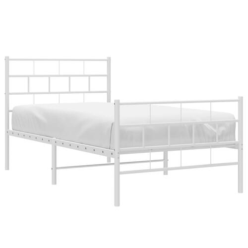 Sengeramme med sengegavl og fodgærde 80x200 cm metal hvid