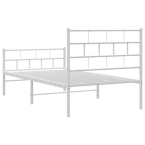 Sengeramme med sengegavl og fodgærde 80x200 cm metal hvid