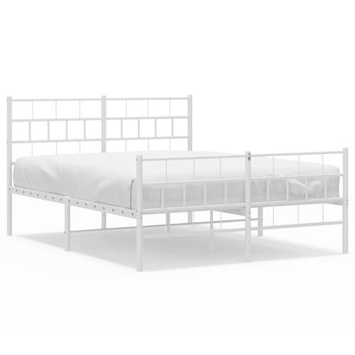 Sengeramme med sengegavl og fodgærde 160x200 cm metal hvid