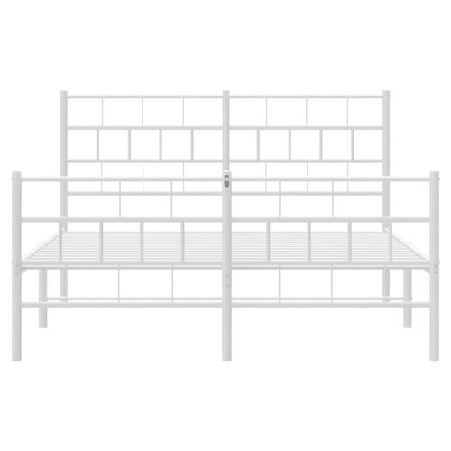 Sengeramme med sengegavl og fodgærde 160x200 cm metal hvid