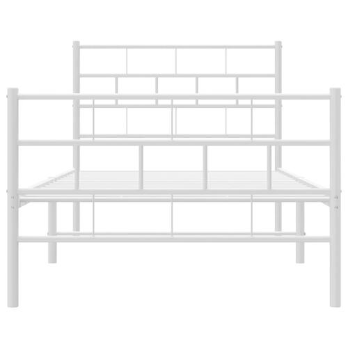 Sengeramme med sengegavl og fodgærde 100x190 cm metal hvid