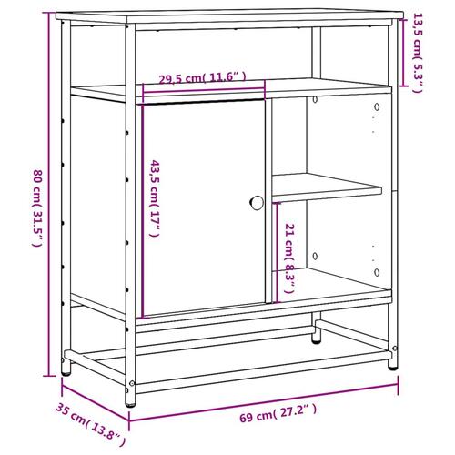 Skænk 69x35x80 cm konstrueret træ grå sonoma-eg
