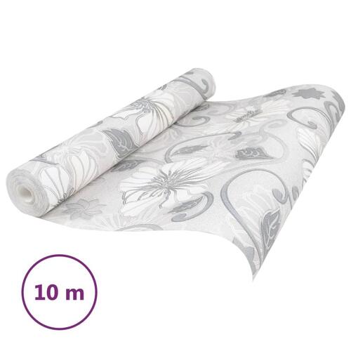 Tapet 3D blomstermønster grå