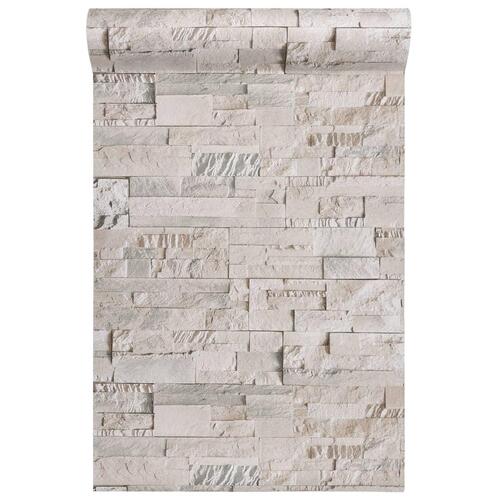 Tapet 3D-stenlook grå og beige